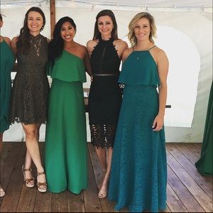 Lulus Green Two Piece Skirt/crop top set